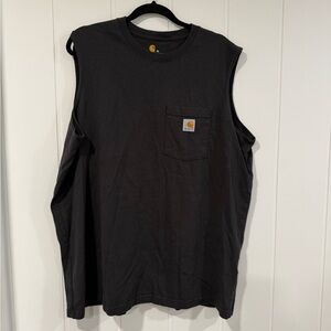 Carhartt Black Sleeveless Pocket Tank with Logo Patch